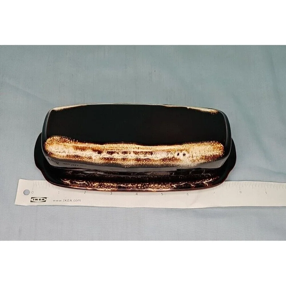 Butter Dish Pfaltzgraff Gourmet Brown Stoneware Drip Glaze Covered 1/4 lb